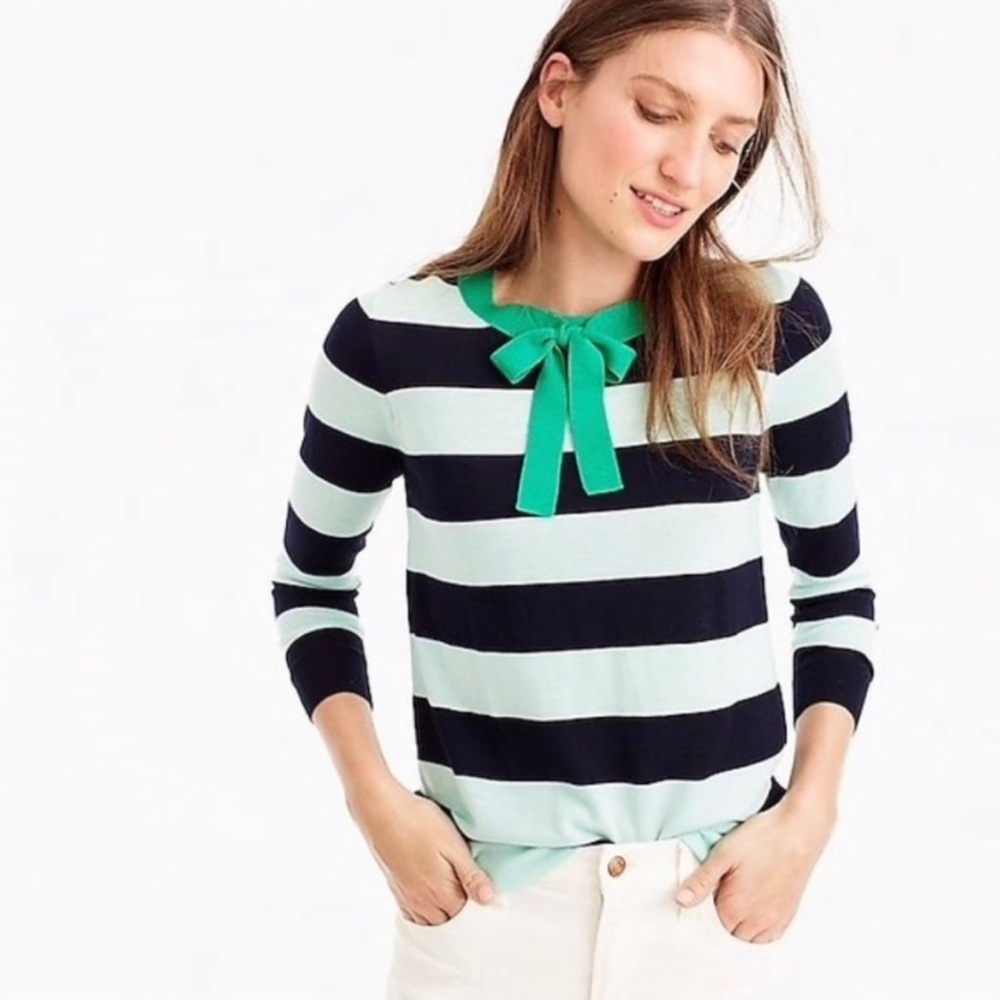 J. Crew Tippi Stripe Bow Tie Sweater